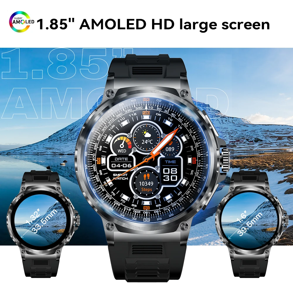 Original Rogbid Tank M3 Smartwatch 1.85 Inch AMOLED Digital Fitness Watches Bluetooth Call Military Smart Watch For Men Women