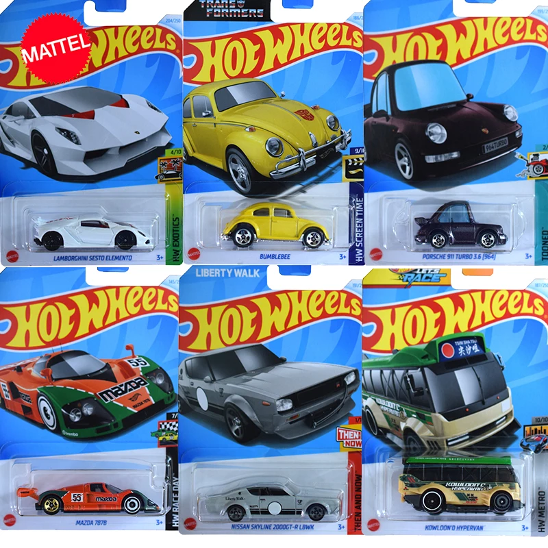 Mattel-Hot Wheels Diecast carro brinquedo, Mazda 787B, Bumblebee, Porsche 911, veículo modelo, brinquedos para meninos, presente, 1:64