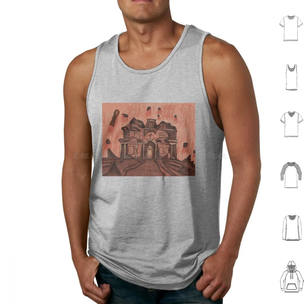 Creel House Drawing Tank Tops Vest Sleeveless Burning House Drawing Creel House Drawing Vecnas Lair Lucas Max