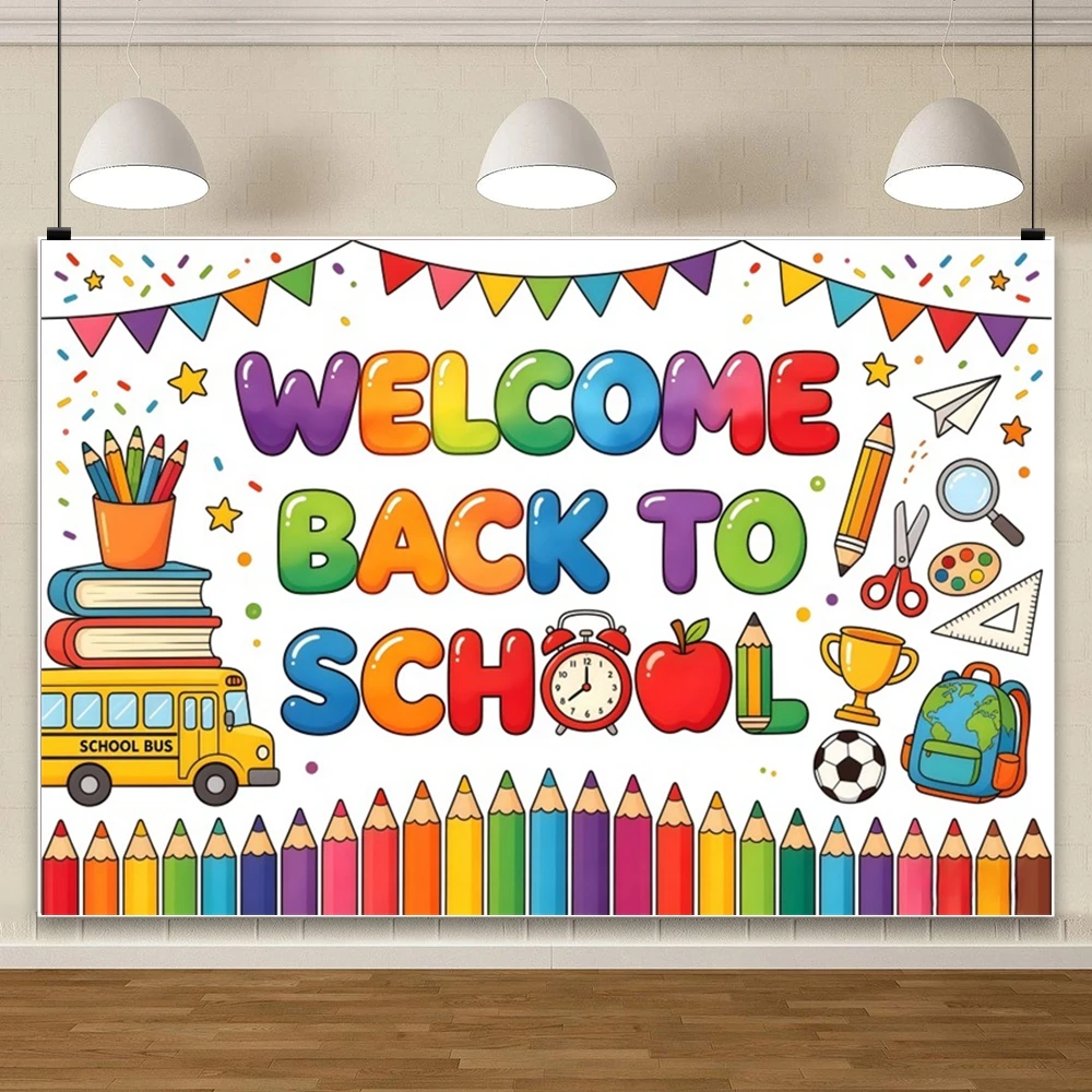 Back to School Backdrop Black Blackboard Pencil Children Student Graduation Party Banner Photography Background for Photo Studio
