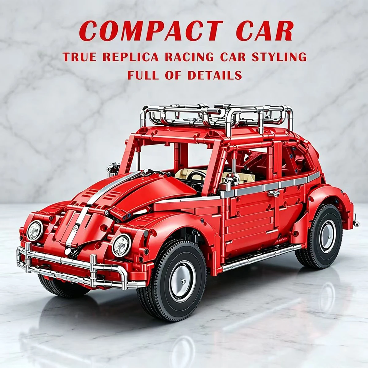 Technical Series Beetle Car Building Blocks City Red Racing Vehicle Model Bricks Toys For Kid Birthday Gift MOC 2261+PCS