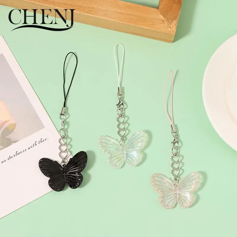 Sweet Cool Colorful Butterfly Charm Mobile Phone Chain Lanyard Cell Phone Strap Keychain Bags Pendant Decor