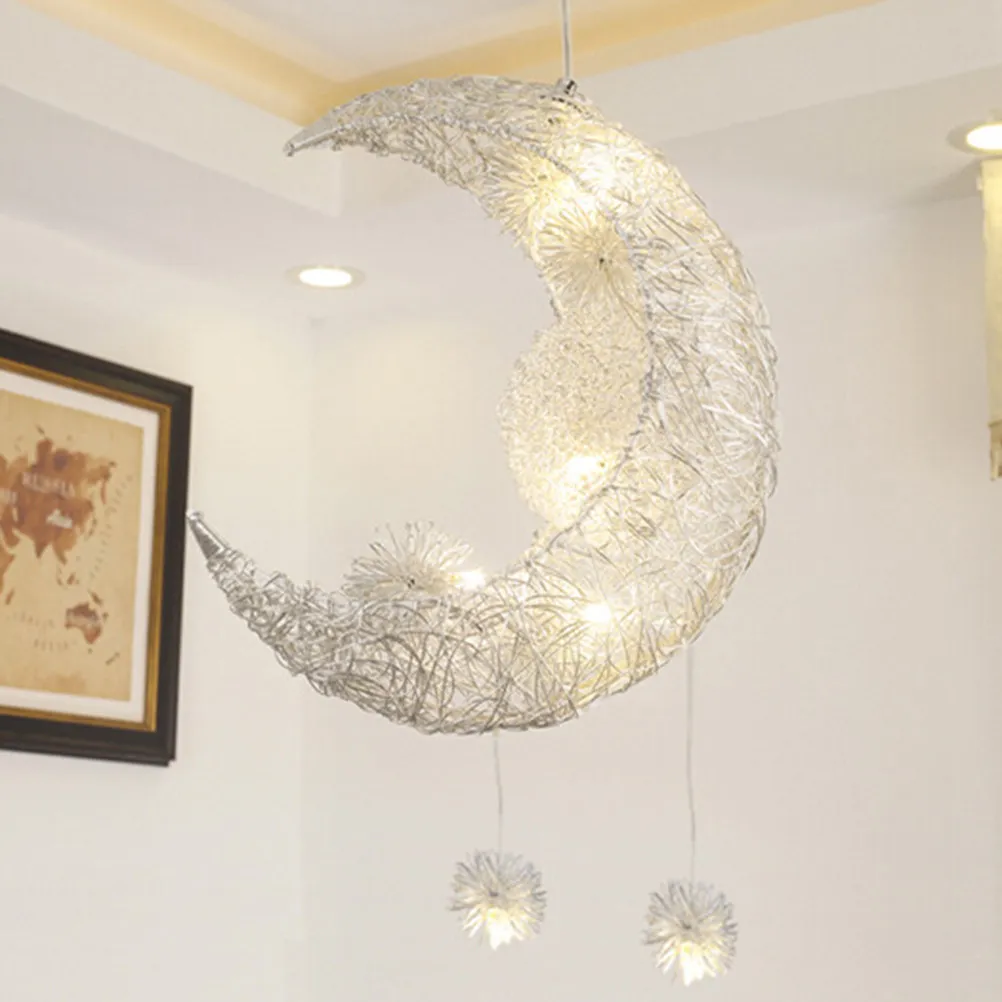 

Creative Moon Design LED Pendant Lamp Soft Uniform Light for Childrens Room Bedroom Kitchen Bar Fashion Store Home Decor Ceiling