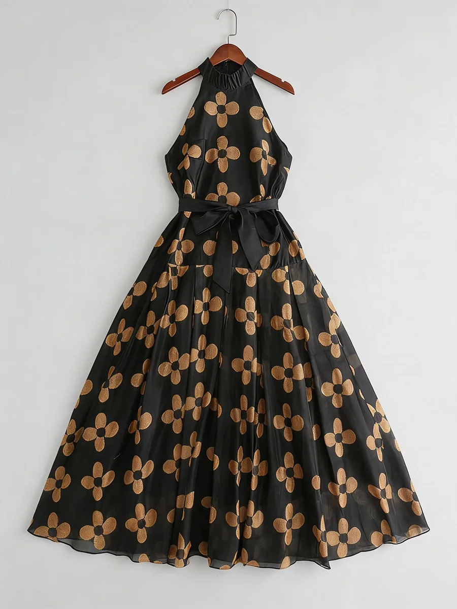 TWOTWINSTYLE Hit Kleurendruk Sheer Spliced Mesh Mode Jurken voor Vrouwen O Hals Mouwloos Patchwork Lace Up Jurk Vrouwelijke