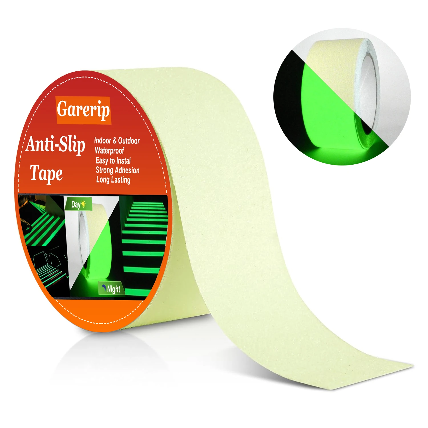 Full Glow-In-The-Dark Safety Anti-Slip Traction Tape, Non-Slip Adhesive Tape for Indoor and Outdoor Stairs, Bathtubs, Swimming Pools, and Boats, Safety Anti-Slip Roll Tape for Step Anti-Slip