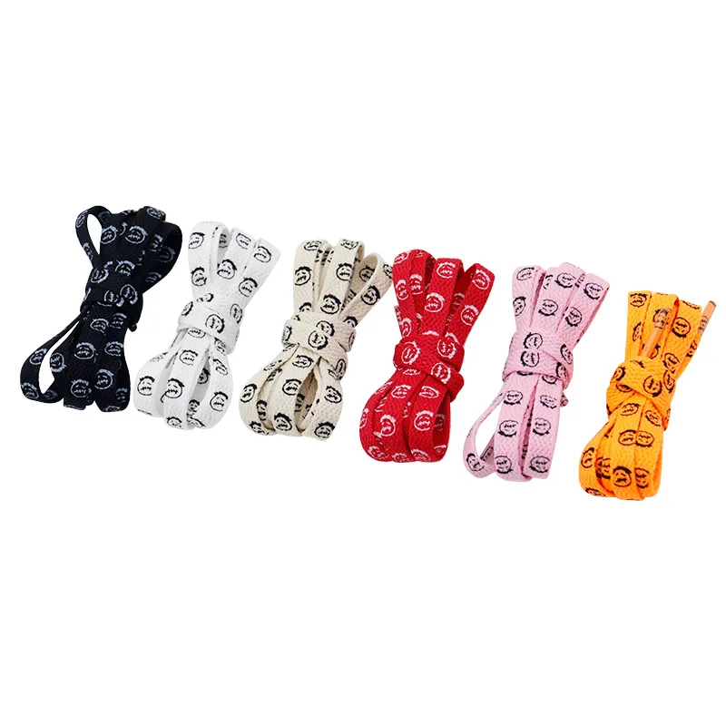 Coolstring 8MM Carton Pattern Flat Lace Elder Silk Screen Print  Polyester Shoelace Summer Camping Running Jogging Shoe Cordones