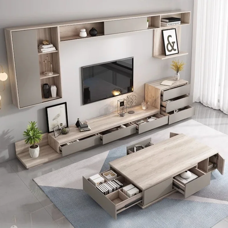 غرفة المعيشة الحديثة بسيطة خزانة التلفزيون الشمال تلسكوبي خزانة أرضية زاوية مستديرة تلفزيون إضاءة أثاث Meuble الفاخرة #2