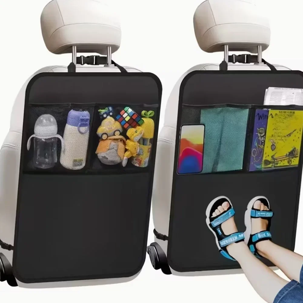 Car Seat Back Protector with Mesh Pocket - Easy to Clean, Suitable for Various Vehicles, Ideal Snack and Toy Organizer
