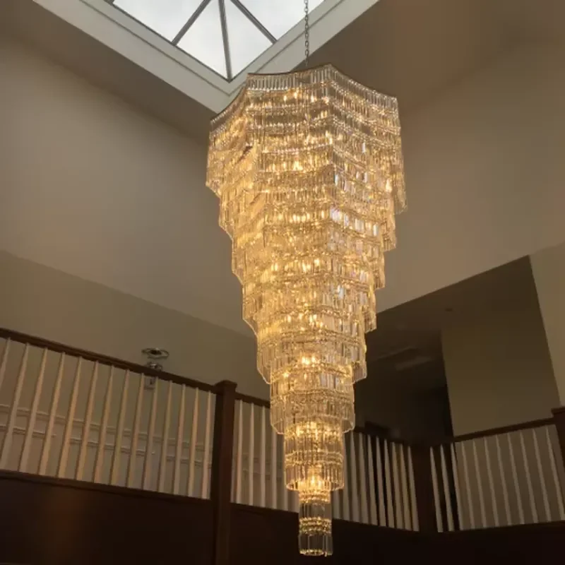 Grand Luxury Modern Crystal Chandelier Nordic Chrome Ceiling Light for Hotel Lobby Stairwell Decoration