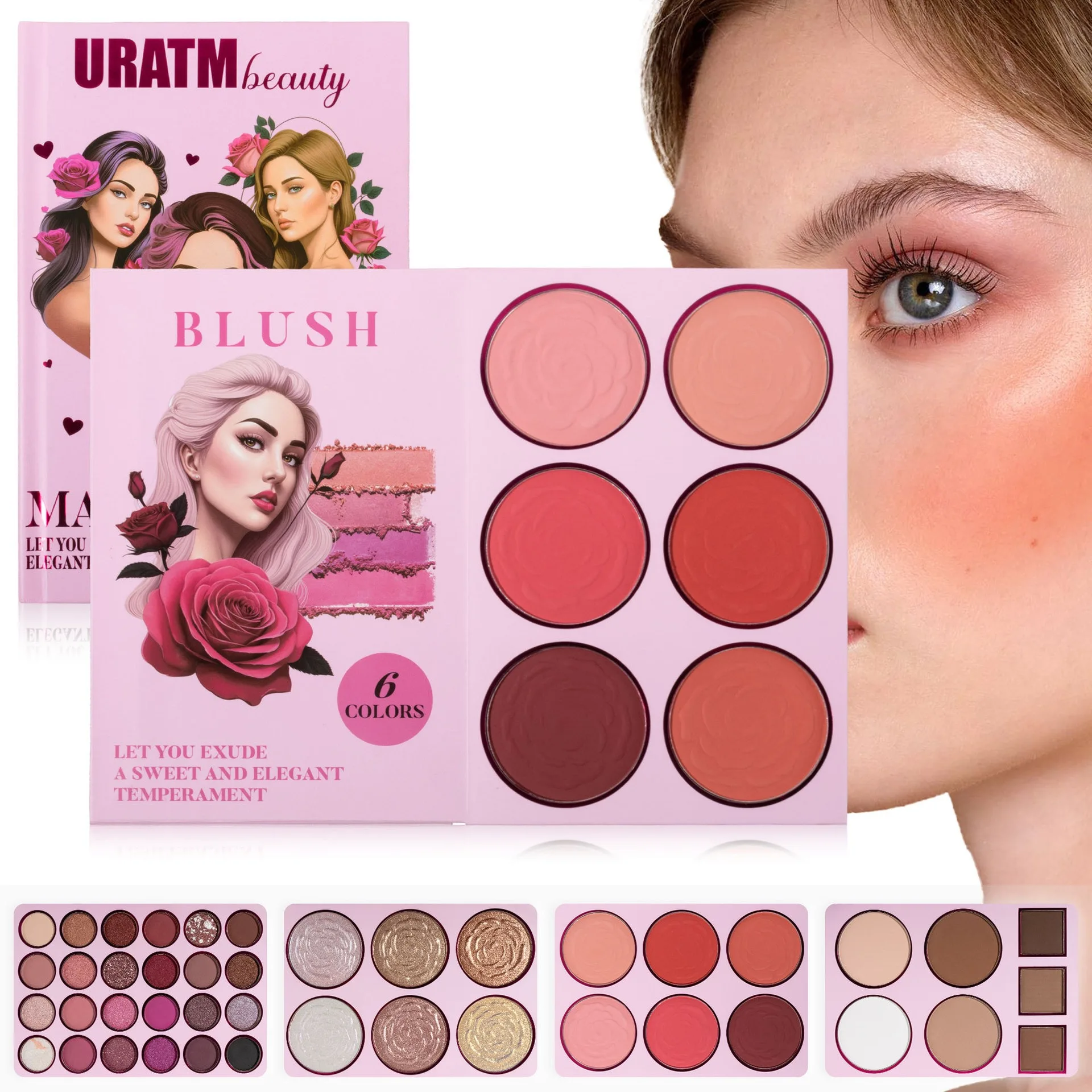 43 Color Multi-functional Makeup Kit，Eyeshadow , Blush ,Matte Shimmer Palette with Brown, Golden, Pink, Purple, Red Tones