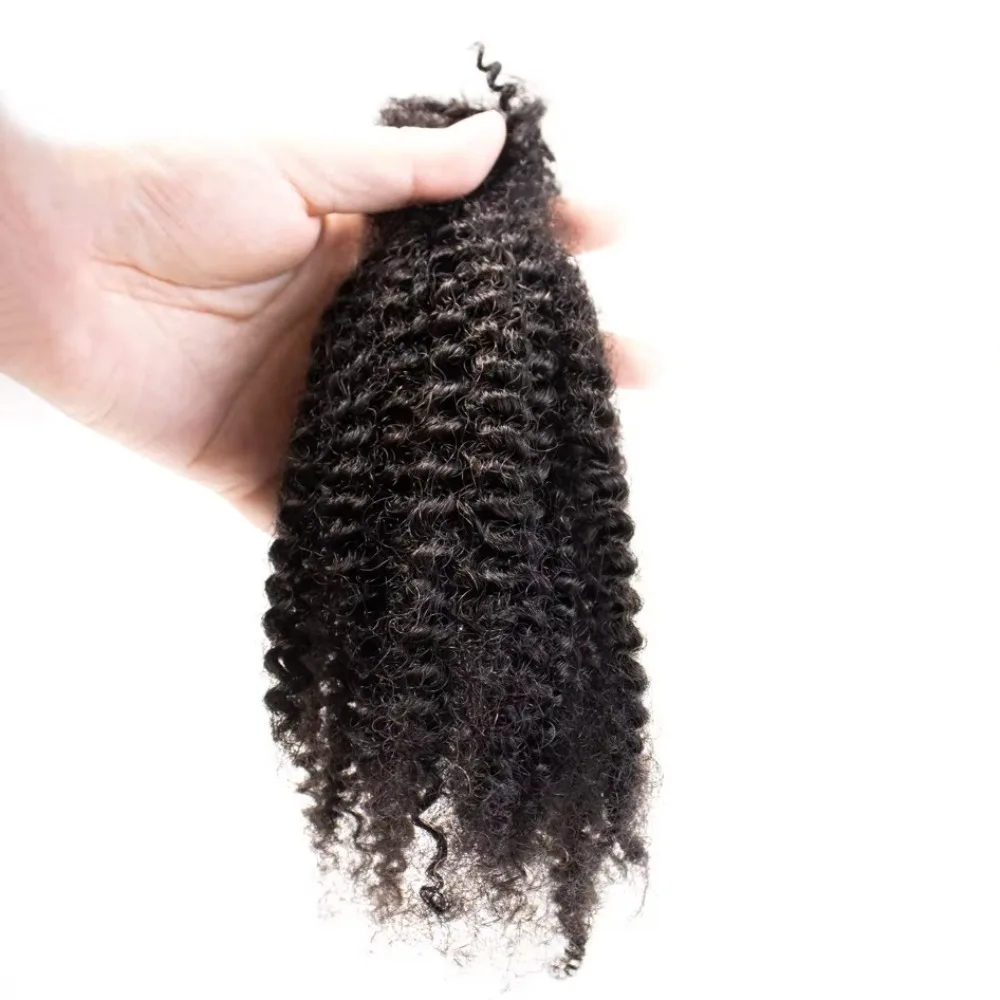 High Grade Afro Kinky Bulk Human Hair 10-20 Inch Natural Black 100% Human Hair Soft 50g/Pack Can Dye Bleach for Braids Twists Dr