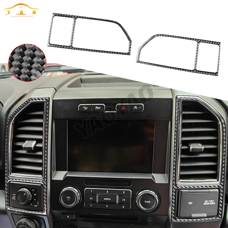 

Central Console Air Outlet Vent Cover Sticker Trim For Ford Raptor F150 2015-2020 2016 Real Carbon Fiber Interior Accessories