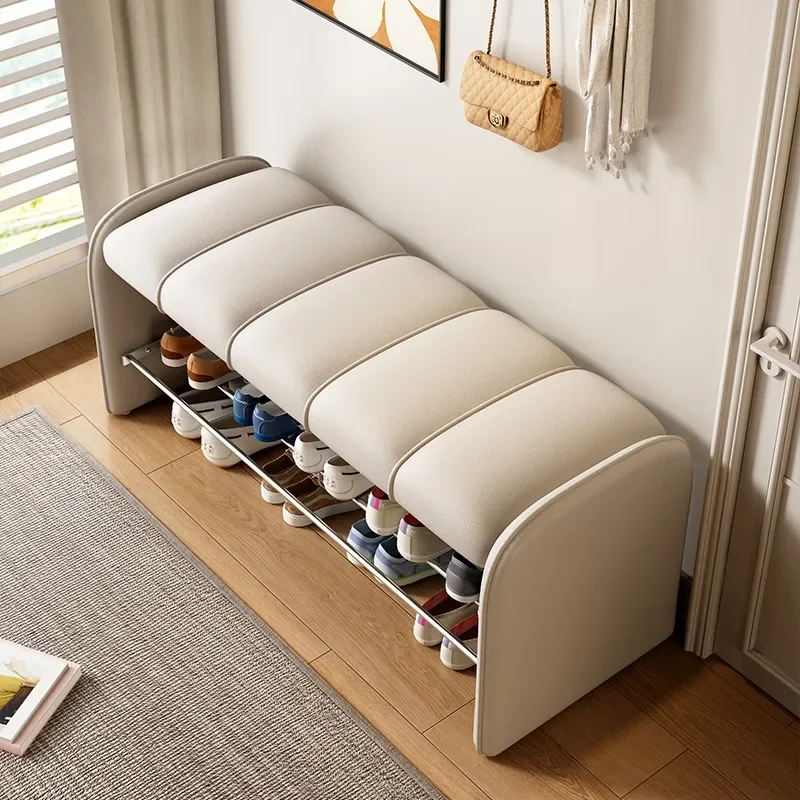 مقعد تغيير الأحذية، خزانة أحذية جالسة، مقعد تغيير الأحذية في باب المنزل، مقعد أريكة طويل فاخر خفيف، مقعد نهاية السرير