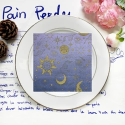 20Pcs/Bag Vintage Sun Moon Decoupage Paper Napkins Flower Paper Tissues for Party Tableware serviette papier jetable 25x25cm