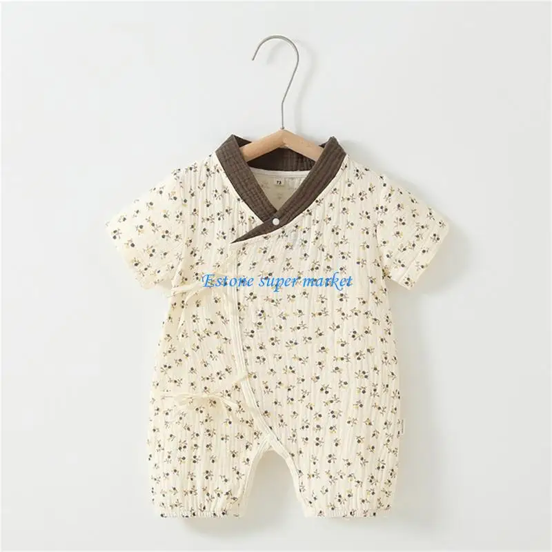 

090B Infant Jumpsuit Baby One-piece Romper 0-12M Newborn Cotton Breathable Pajamas Summer Clothes Cartoon Print Unisex Outfit