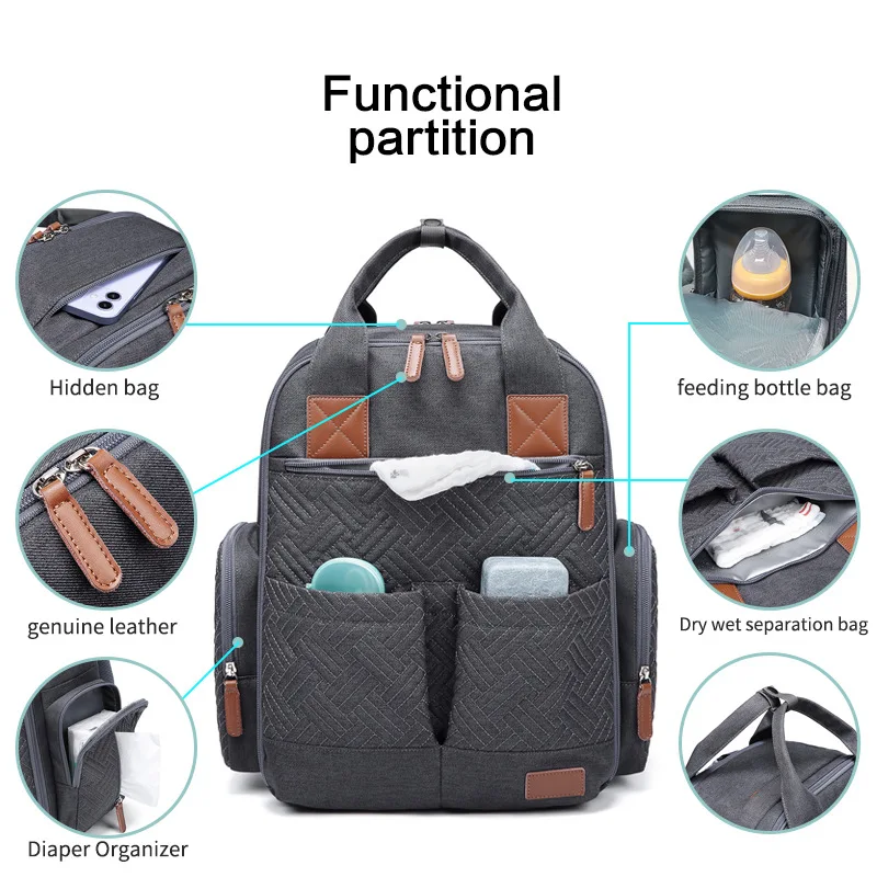 Diaper Bags Large Capacity Fashionable Mother Bag Lightweight Mother Bag Hand-held Mother Bag Embroidered Backpack Manufacturer