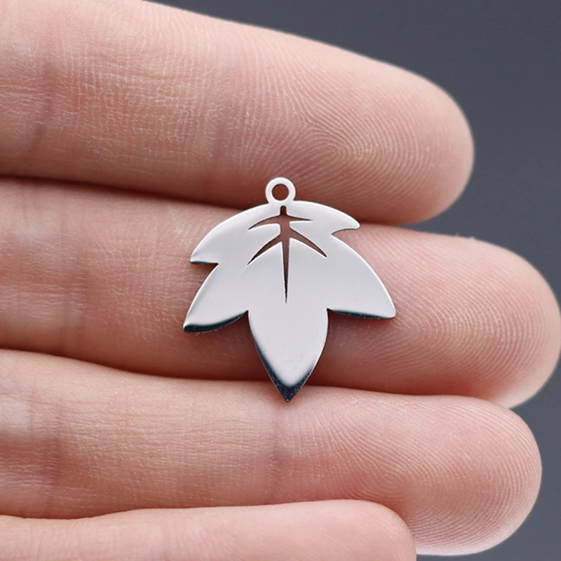 3pcs Stainless Steel DIY Vintage Tassels Bracelets Maple Leaf Pendant Charms for Jewelry Making Necklace Earrings Women Craft