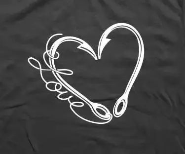 

Hook Heart Love Interesting Fisherman Angler Gift T-Shirt 100% Cotton O-Neck Summer Short Sleeve Casual Mens T-shirt Size S-3XL