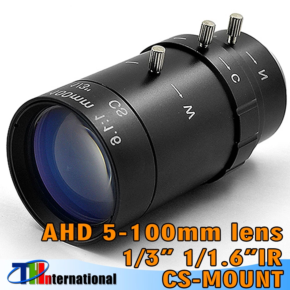 

5-100mm lens Manual zoom AHD CS mount Distortion Manual aperture machine vision lens 1/3" F1.6, manual focus zoom camera lens