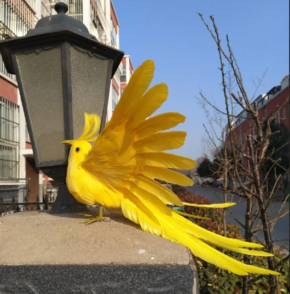 

lovely real life foam&feathers wings yellow bird model bird toy kids' doll gift about 30cm t2615