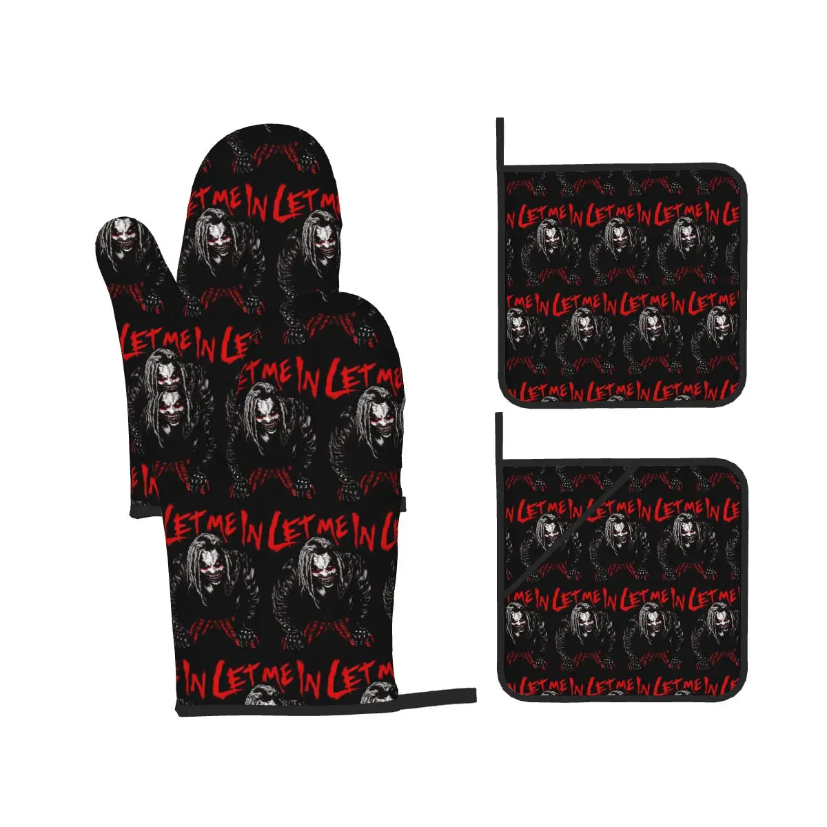 Bray Wyatt Vintage The Fiend Comics Oven Mitts and Pot Holder Sets of 4 for Baking Kitchen Cooking BBQ Resistant Non-Slip Gloves