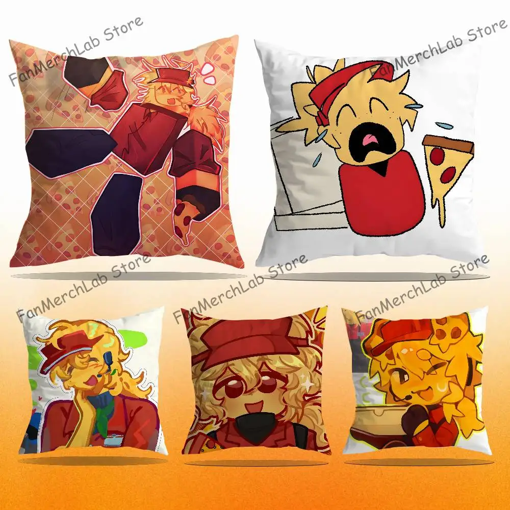 

E-Elliot Anime Pizza Pillow Covers Cartoon Sofa Decorative Home Double-sided Printing Short Plush Cute Cushion Cover