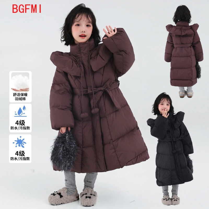 

Зимнее теплое пуховое хлопковое пальто для девочек, новинка 2023 года, корейское модное длинное парка с хлопковой подкладкой в форме сердца, утепленное пальто на молнии с капюшоном