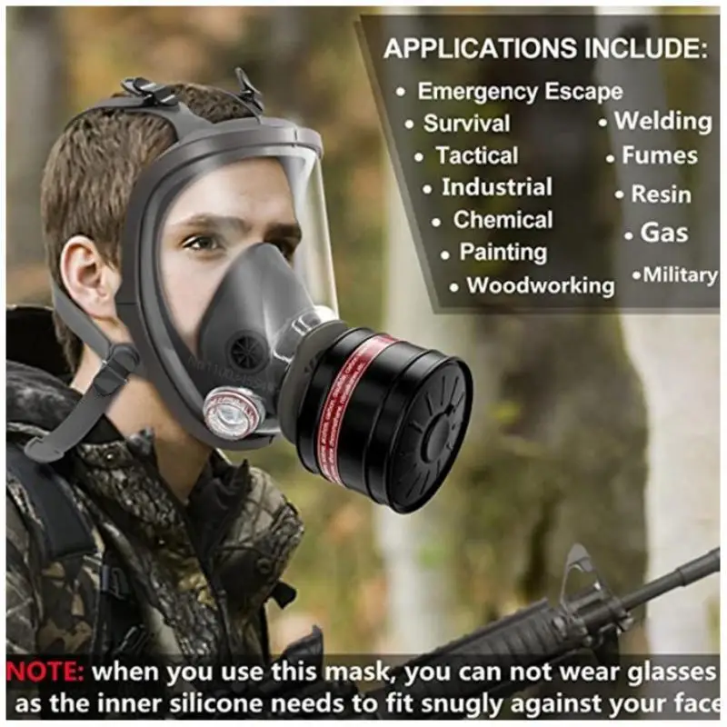 Gas mask full face mask respirator paint chemical pesticide laboratory dust multifunctional applicable to 3M 6800 gas mask filte