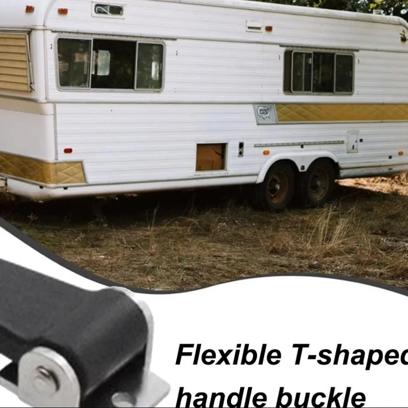 

2pcs Rubber Hood Catch With Bracket Elastic Stainless Steel Rubber Hood Catch Flexible T-shaped Drawer Latch For Coolers Boats