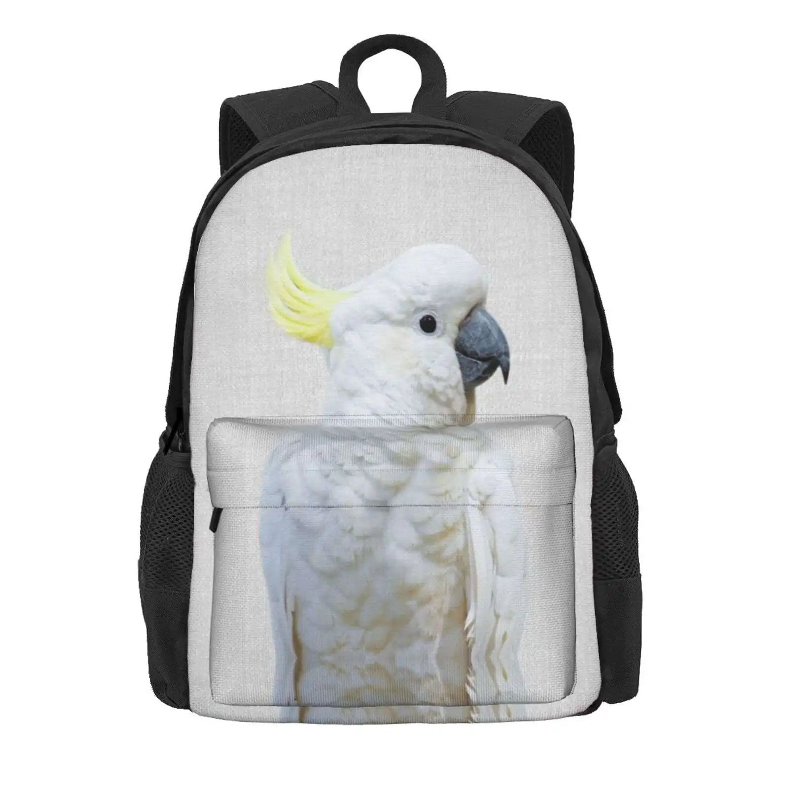 White Cockatoo - Colorful Hot Sale Schoolbag Backpack Fashion Bags Animals Peekaboo Wildlife Nursery Modern Minimalist Portrait