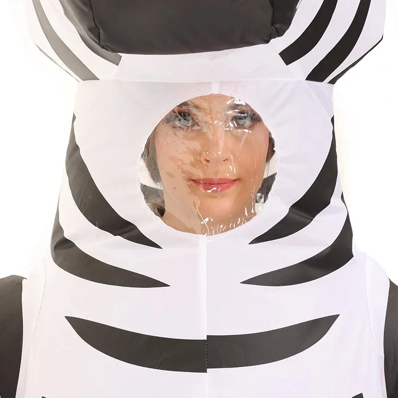 Trajes infláveis de animais fofos para adultos, cosplay de zebra em pé, fantasias interessantes de zebra, fantasias de mascote extravagantes de Halloween Purim