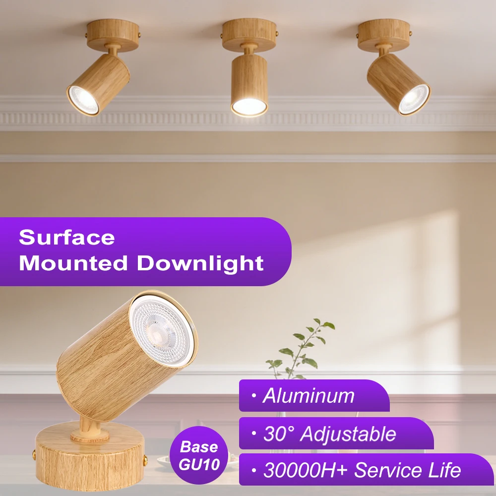 Adjustable Direction Ceiling Spotlight Home Decorat Replaceable GU10 Bulb Led Spot Light Kitchen Dining Room Mounted Spotlight