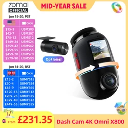 70mai Dash Cam 4K Omni X800 IMX678 360° Full View Supercapacitor 70mai X800 Built-in GPS ADAS 24H Parking Monitor AI Motion