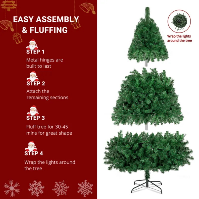 6FT PVC Material DIY 150 Lights Warm Color 8 Modes 1050 Branches Christmas Tree Green Christmas Decoration