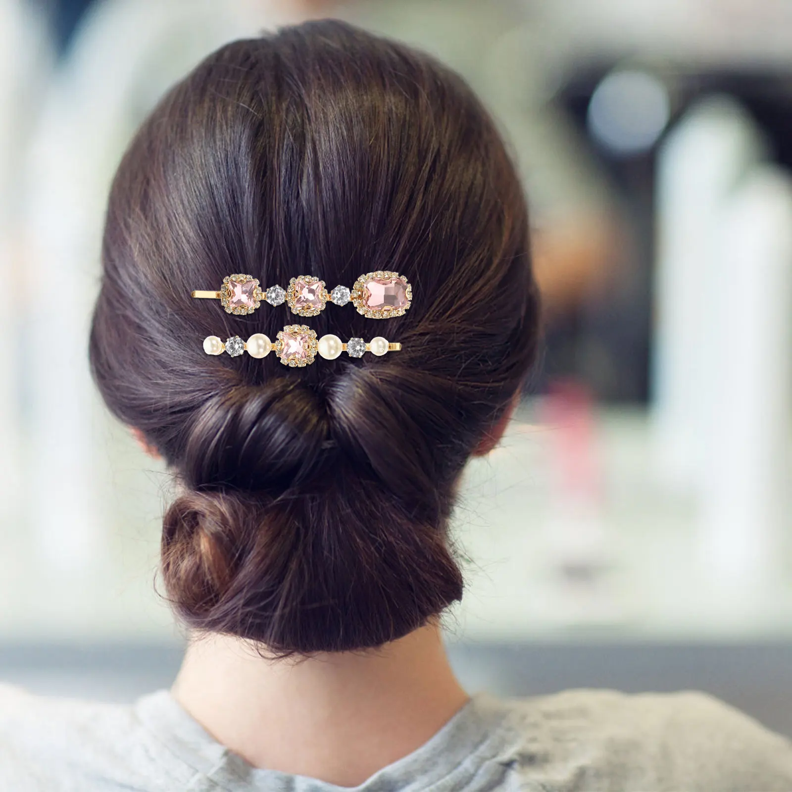 

5 Pcs Clips Pink Metal Bobby Pins Rhinestone Rhinestone Hair Pin Bobby Pin For Hair Women Accessories Hairstyle Tools