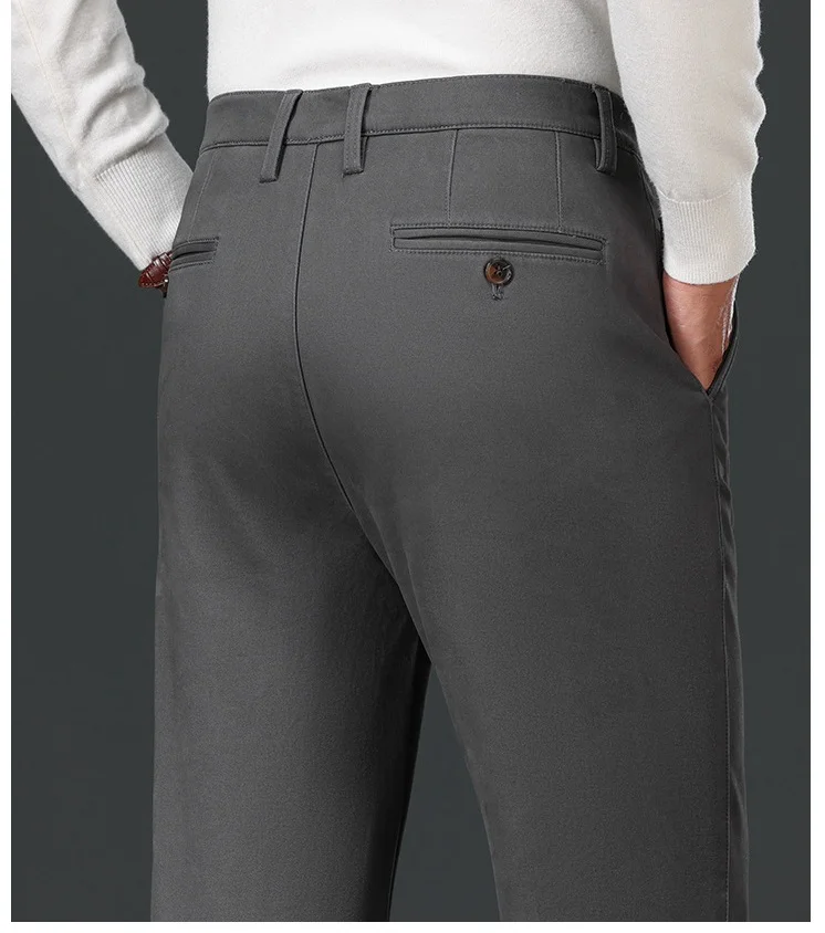 Fleece Winter Pants for Men straight loose thicken black brown high waist mens trousers big size 38 40 42 44 warm pants overall