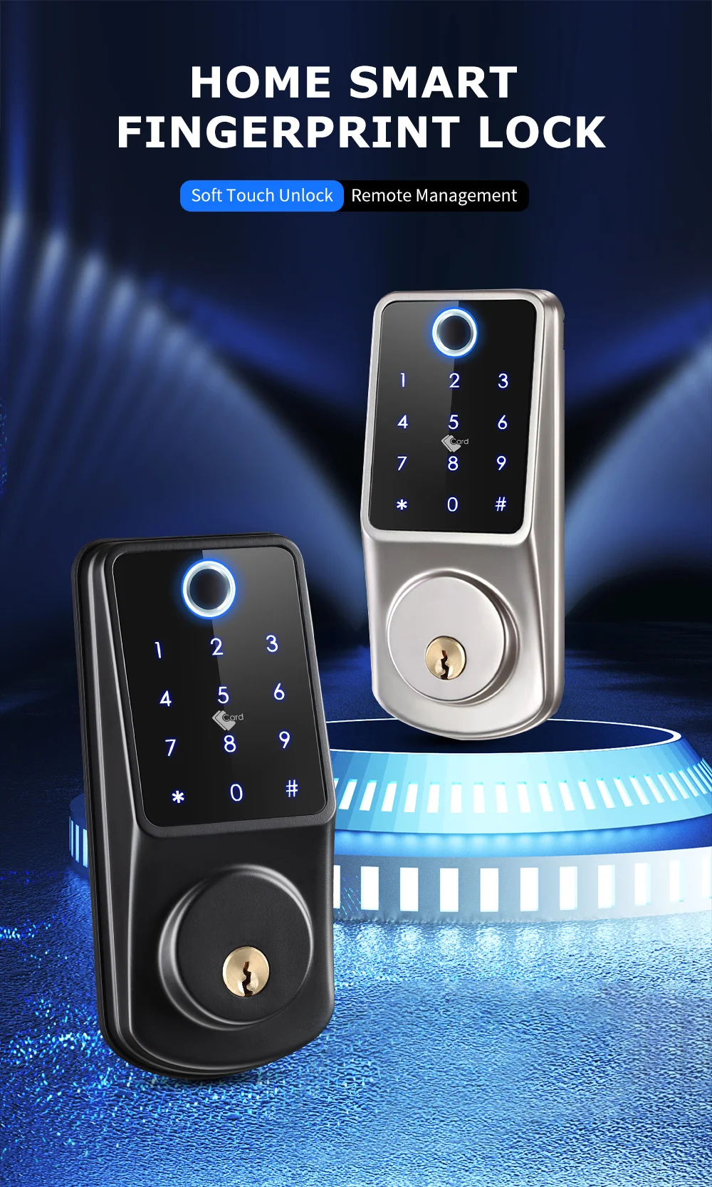 TTlock Wifi Security Smart Fingerprint Digital fechadura eletronica digital Tuya Electronic Portable Smart Deadbolt Locks