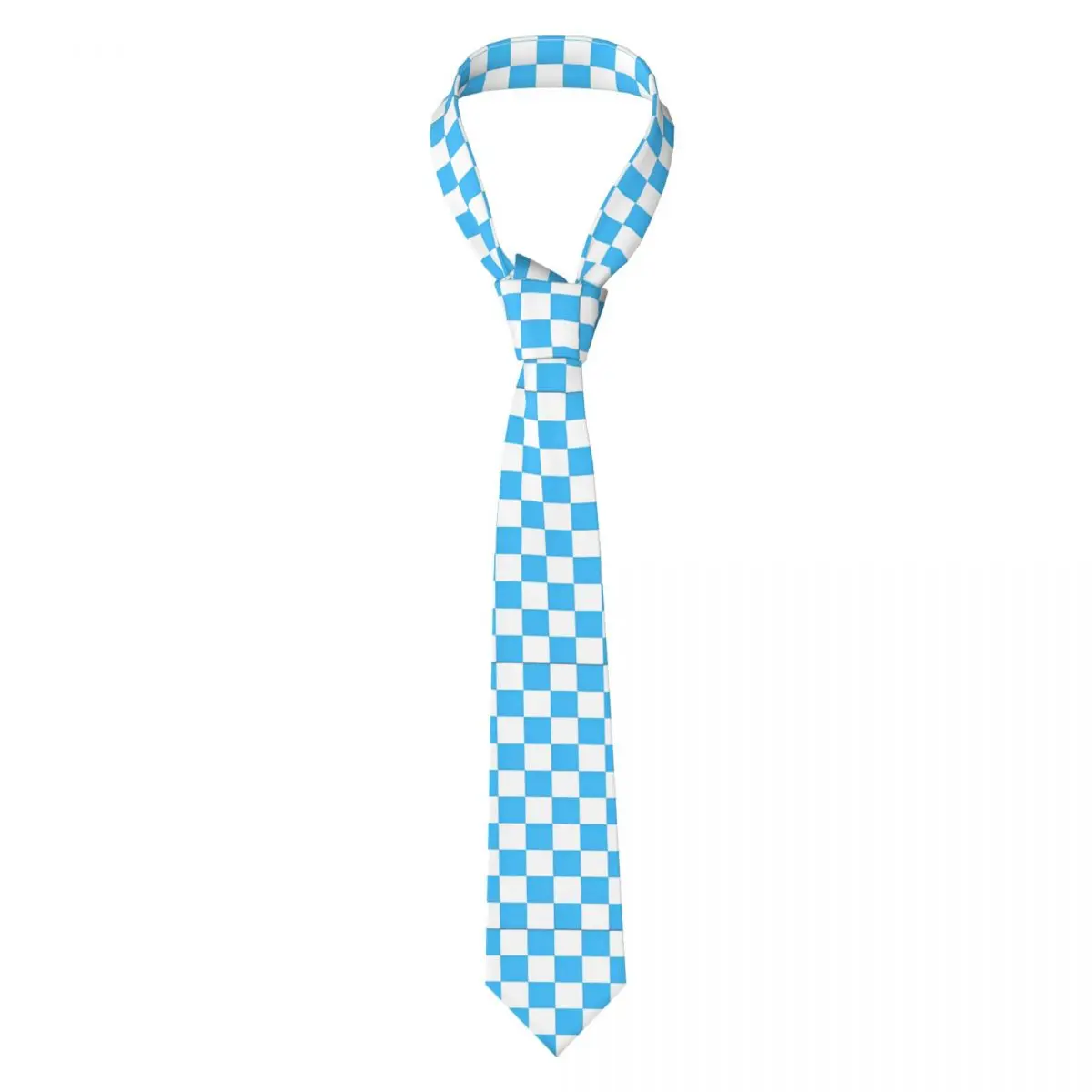 

Cheerful Blue Checkerboard Pattern Necktie Men Silk Polyester 8 cm Wide Neck Ties for Mens Accessories Cravat Office