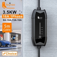 feyree EV Portable Charger Type2 / GB/T Plug Connector 16A 1Phase 3.5KW Type1 5m Wallbox Charging Station for Electric Vehicle