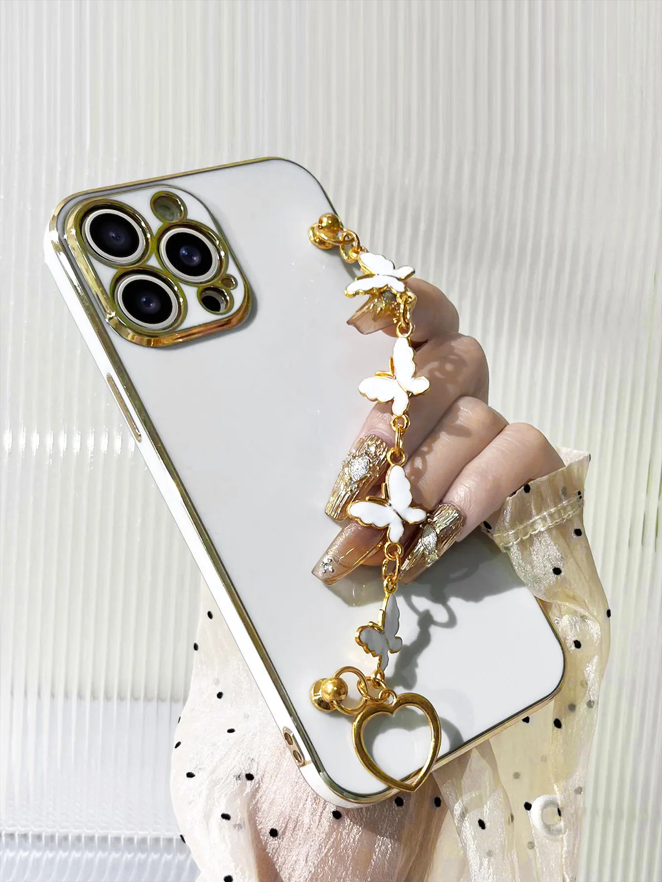 Luxury Plating Butterfly Metal Chain Phone Case For iPhone 17 16 16E 15 14 Plus 13 12 Mini 11 Pro Max X XS XR 7 8 SE Back Cover