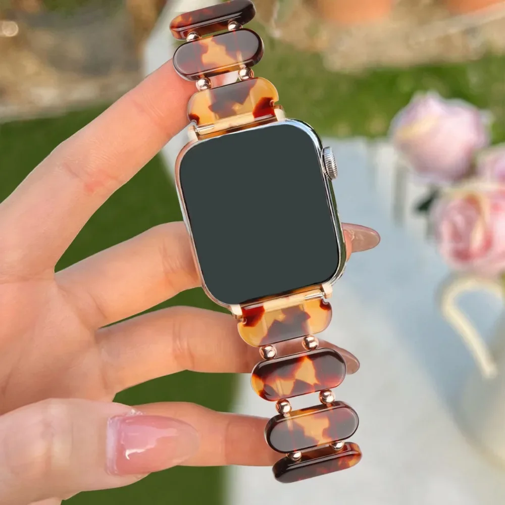 

Эластичный ремешок из смолы для Apple Watch Ultra 3 Ремешок 49 мм 11 10 46 мм 42 мм 45 41 44 40 мм Браслет с металлическими бусинами для iWatch 9 8 7 6 2026