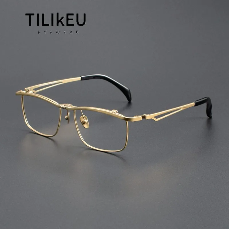 

Flip Up Square Glasses Men Business Designer Vintage Pure Titanium Full Frame Eyewear Optical Prescription Eyeglasses Frame 2025