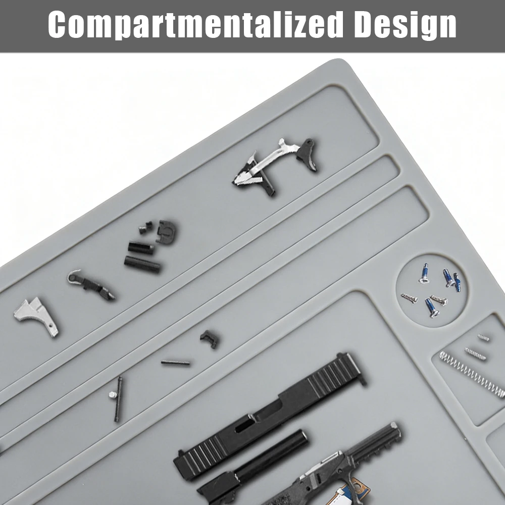 Weapons Cleaning Mat 89x30cm Gun Cleaning Pad Rifle Mat Handgun Maintenance Tray with Organizer Magnetic Dots Repair Pad view 4