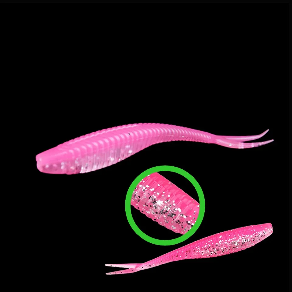 MUKUN 10PCS New Fishing Lure Jerk Shad Bait Split Tail Minnow Crankbait 70mm 1.8g Soft Plastic Swimbait for Bass Fishing