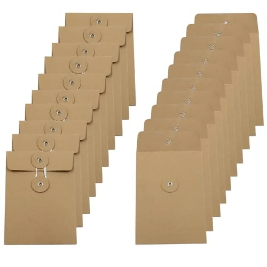 

20 Pcs String Tie Closure Kraft Paper Envelope 14x10cm/5.51x3.94inch Vintage Envelopes Square Small Envelopes for Photo Card Do
