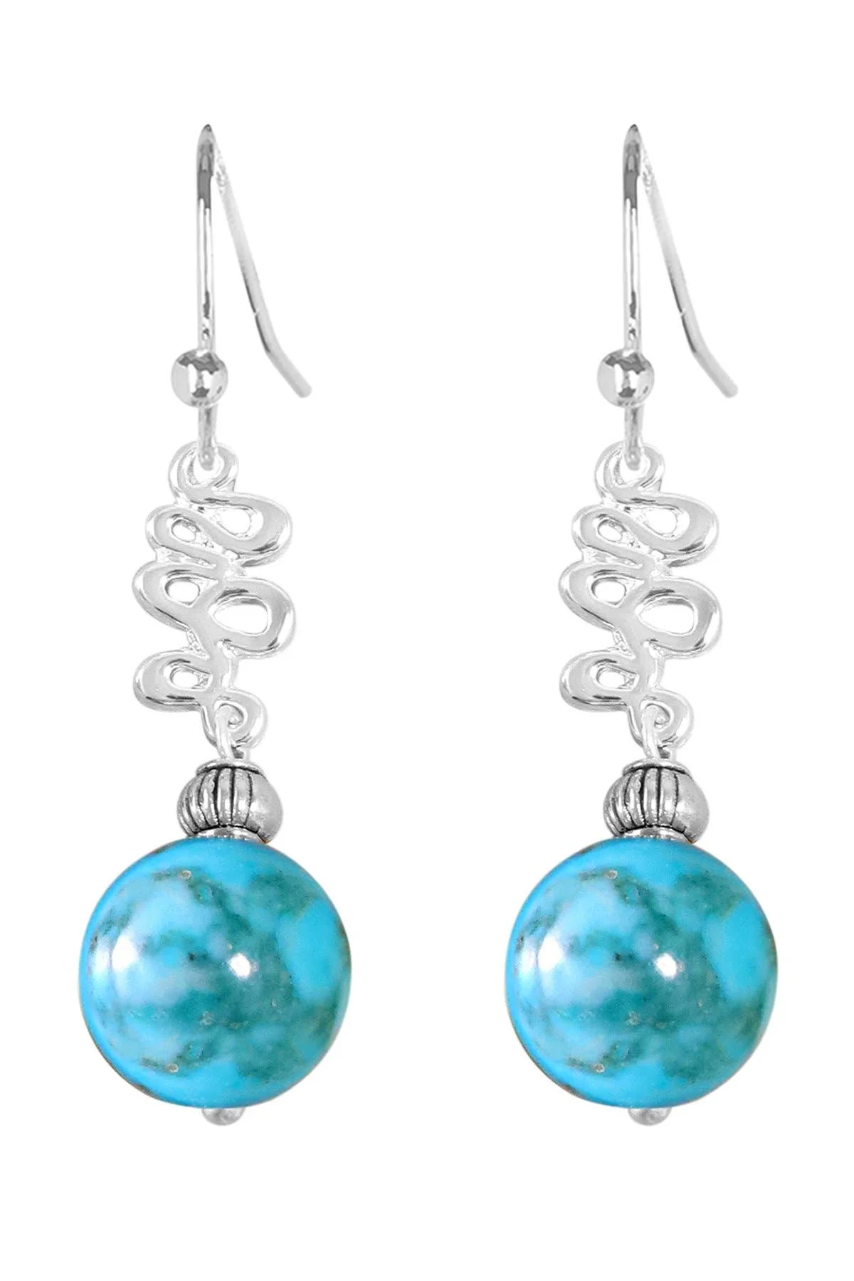 

10mm Round Natural Turquoise Arapahoe Drop Earrings Jewelry for Women