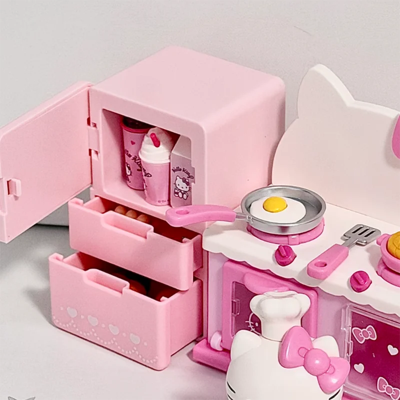 

Игровой набор Sanrio: мини-холодильник Hello Kitty, Cinnamoroll, Kuromi, детский конструктор, игрушка-симулятор, подарок, настольное украшение