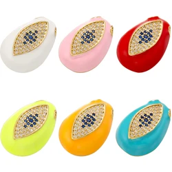 ZHUKOU New Design 18K Real Gold Plated Slightly Paved Zircon Enamel Türkiye Greek Evil Eye Necklace Women's Body Guard:VD1528
