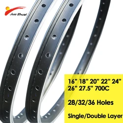 16 18 20 22 24 26 27.5 700C Bicycle Rim Silver Black 28/32/36 Holes Aluminum Alloy Double Layers A/V Disc/V Brake Customized