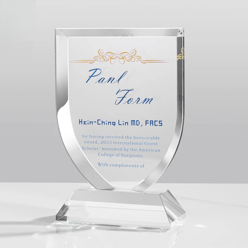 Customized High-end Shield shape Crystal Trophy Excellent Staff Company Annual Meeting Awards, Home Decor Outstanding Medal, 1Pc